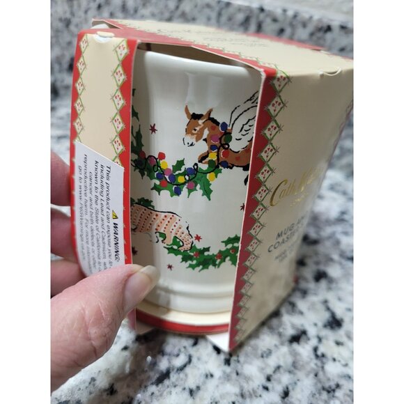Cath Kidston Christmas Mug & Coaster Set 350ml 12fl oz Festive Design Dishwasher - Picture 4 of 6